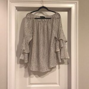 Cream flutter sleeve top- plus